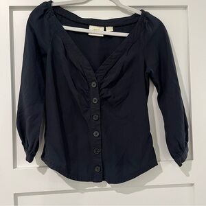 Maeve by Anthropologie Black Button-Up Long Sleeve Blouse size 4